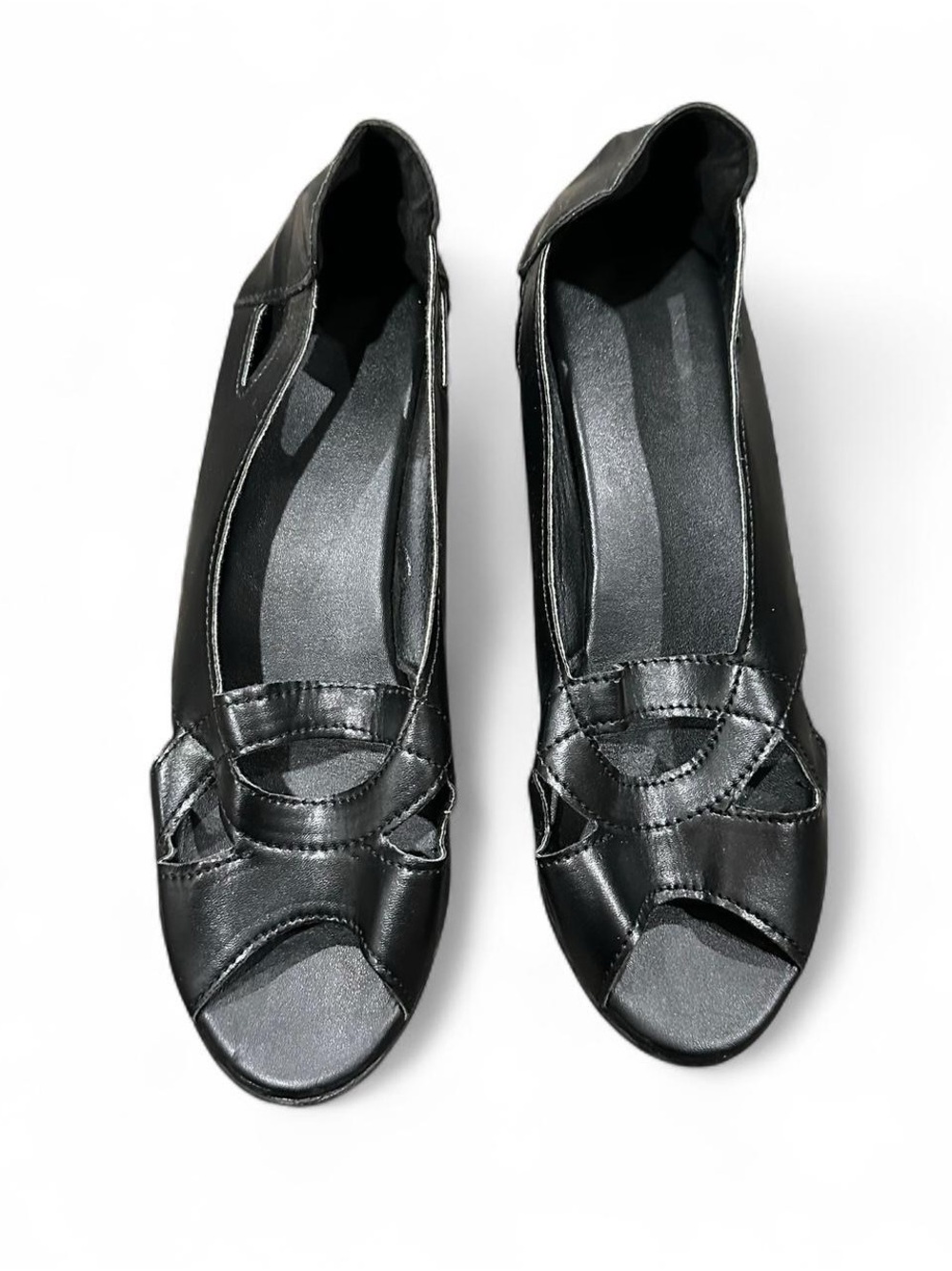 Classic Black Peep-Toe Flats – Women’s Size 41 (Approx. US 9–10) – New
